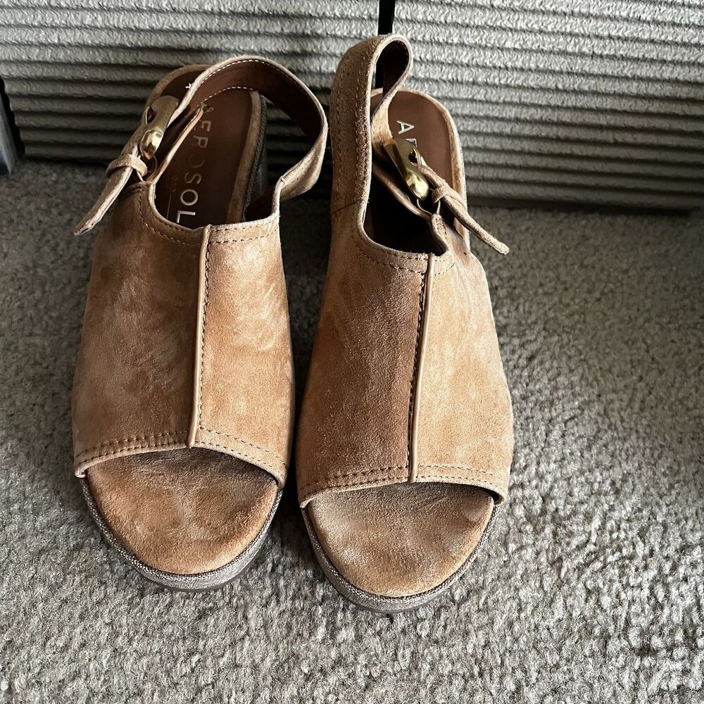 Aerosoles Sandals Sz 6.5 Zella Suede Leather Buckle Western Summer Sophisticated - Picture 2 of 6